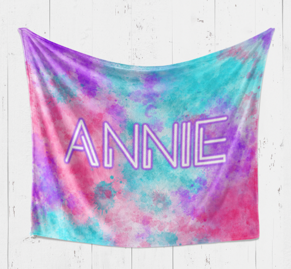 Pastel Neon Look Name Blanket - Personalized Blanket
