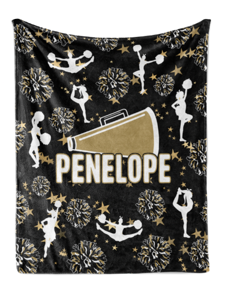 Cheer with Stars Name and Megaphone Choose your Colors - Personalized Blanket