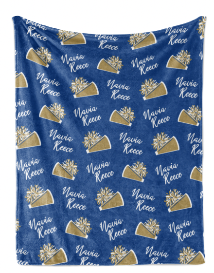 Repeating Name with Cheer Megaphone Pom Pom Icon - Personalized Blanket