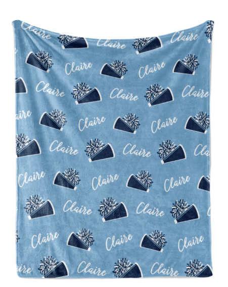 Repeating Name with Cheer Megaphone Pom Pom Icon - Personalized Blanket