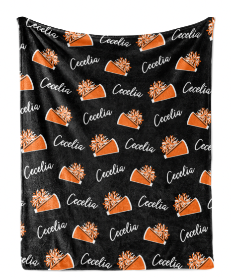 Repeating Name with Cheer Megaphone Pom Pom Icon - Personalized Blanket