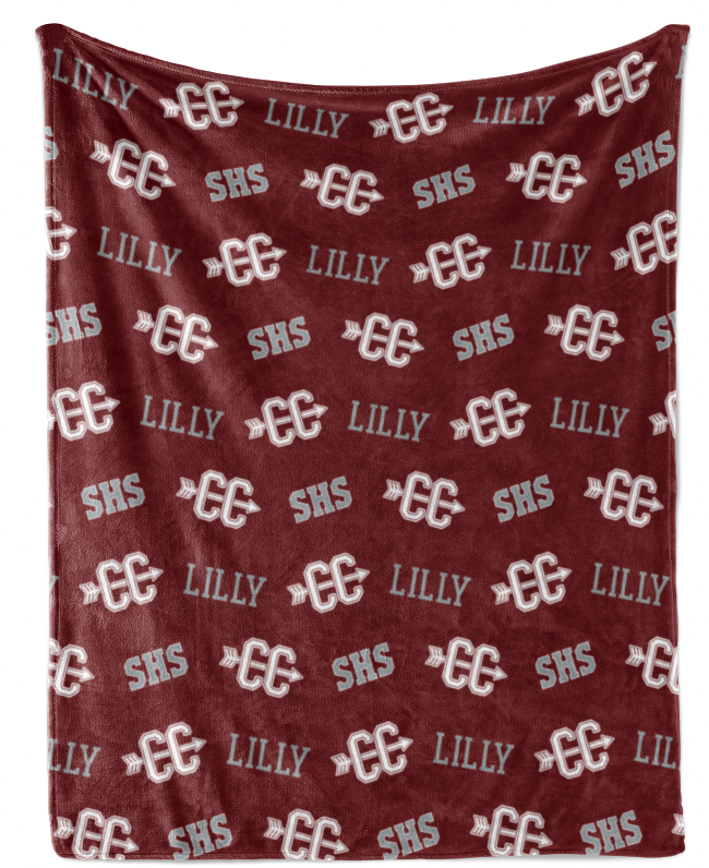 Repeating Name with Cross Country CC Icon - Personalized Blanket