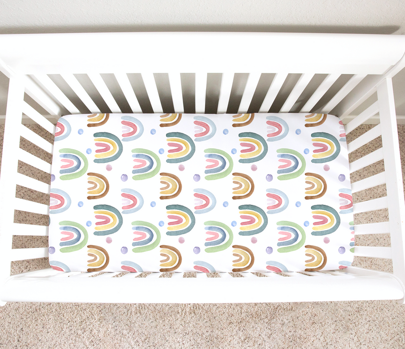 Fitted Crib Sheet - Blue Rainbow