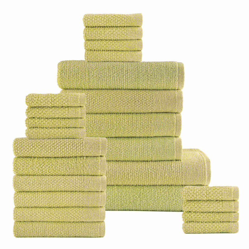 Dan River 24 Piece Popcorn Cotton Bath Towel Set.