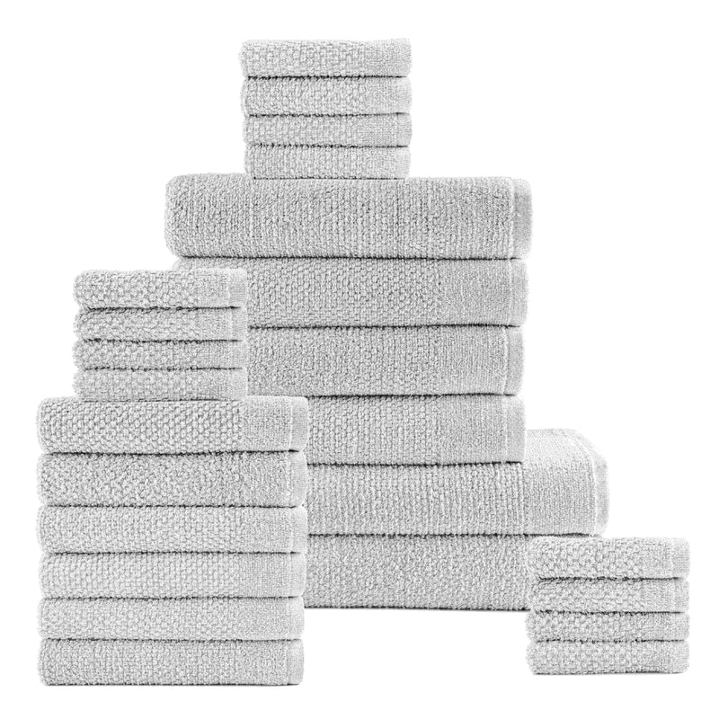 Dan River 24 Piece Popcorn Cotton Bath Towel Set.