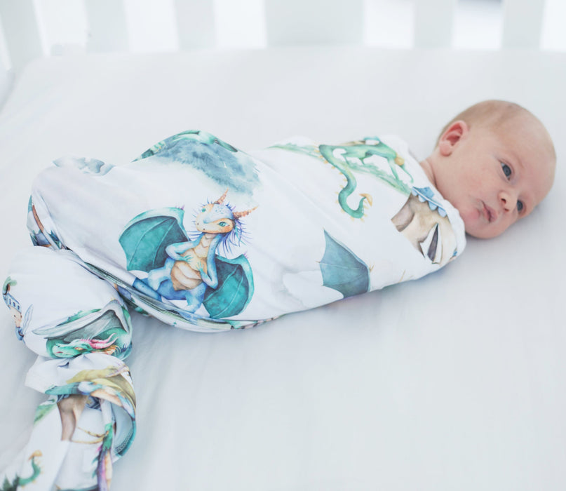 Buttery Soft and Stretchy Swaddle Blanket - Dragons & Knights