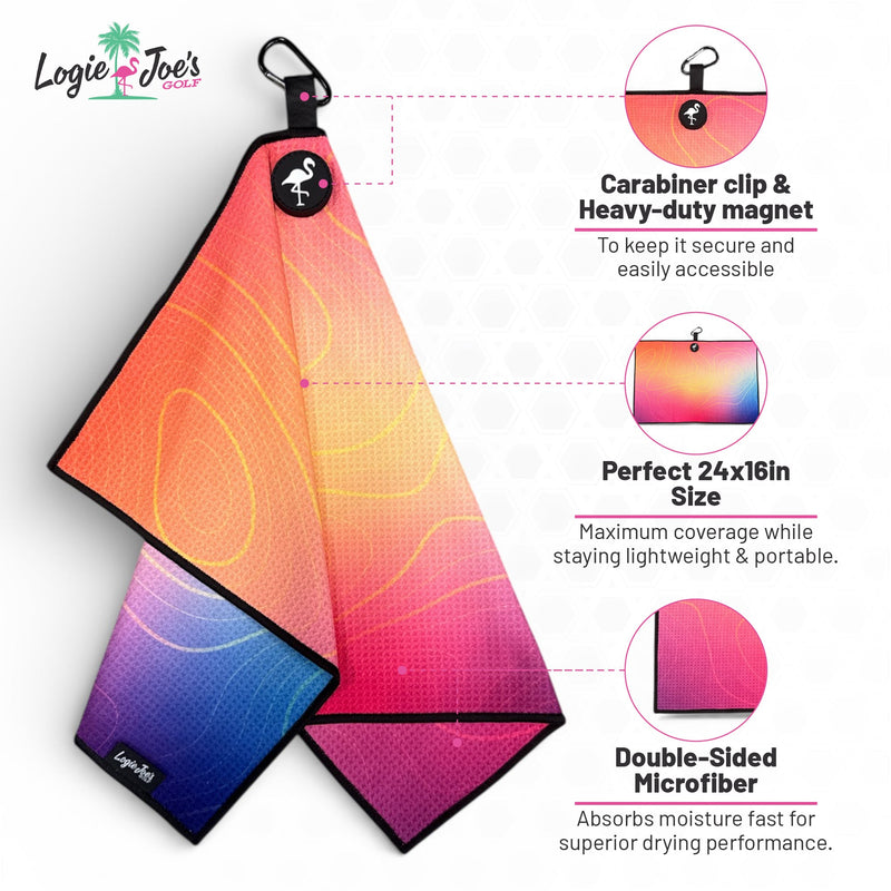 Endless Summer Golf Towel | 24” x 16” Microfiber Towel | Magnetic Clip & Carabiner | Premium Golf Accessory
