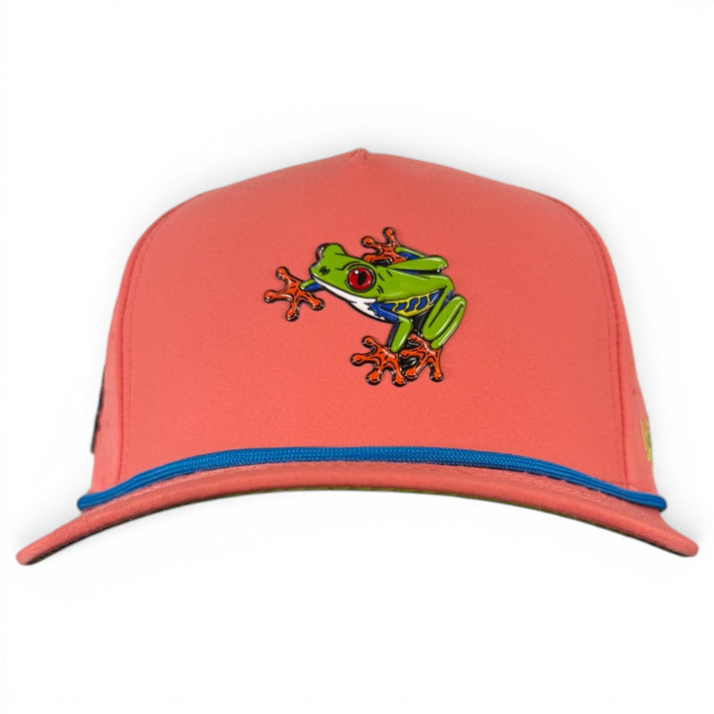Tree Frog Golf Hat | Snapback Cap | Built-in Magnetic Ball Marker Holder + Marker Included | Adjustable | Red Eyed
