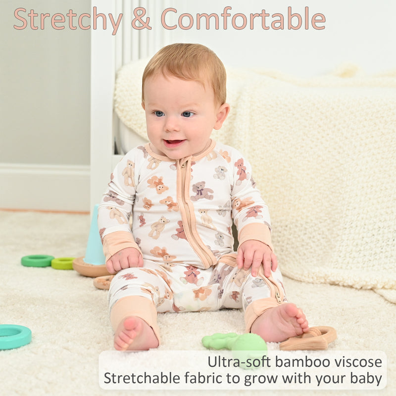 Bear Hugs Baby Bamboo Pajamas, 2-Way Zipper Romper