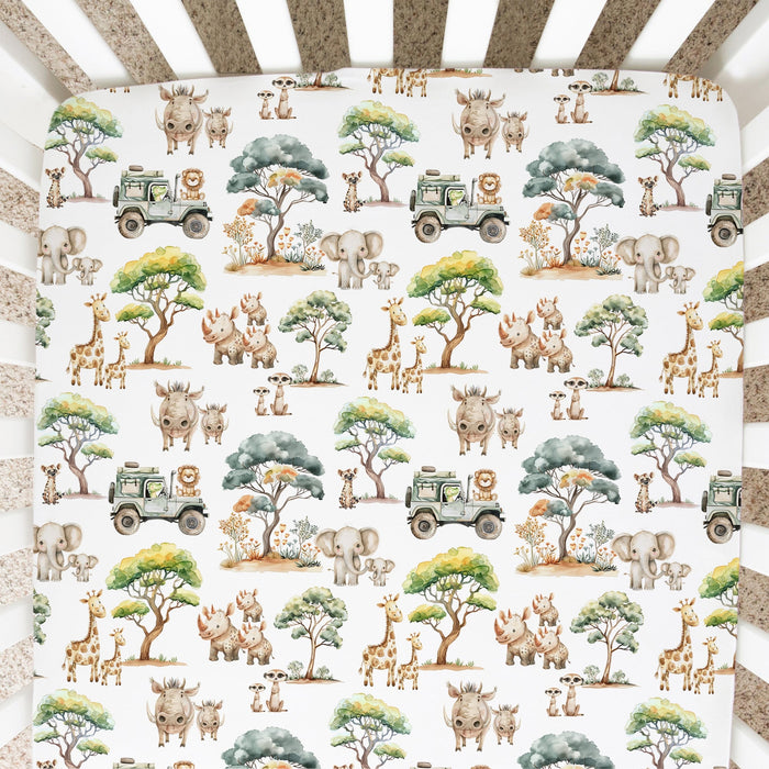 Fitted Crib Sheet - Safari Adventure