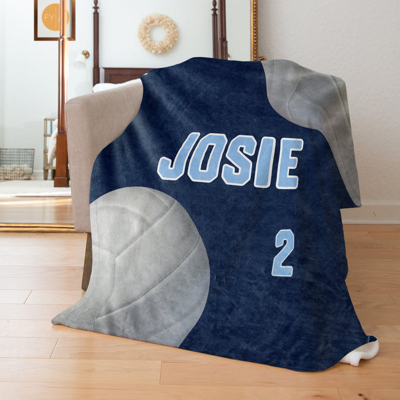 Volleyballs Large with Name and Number - Personalized Blanket