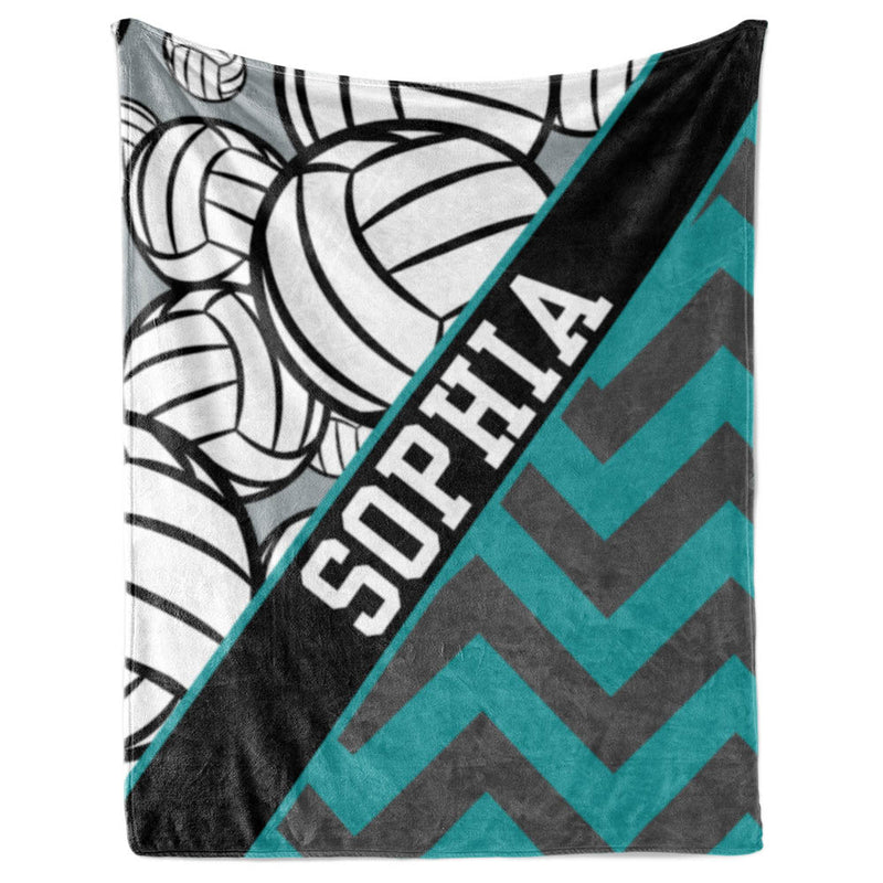 Volleyball Pattern with Chevron and Name Plate Stripe - Personalized Blanket