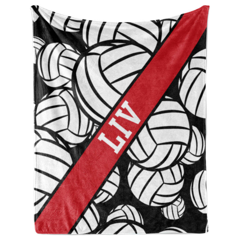 Volleyball Pattern with Name Plate Stripe - Personalized Blanket