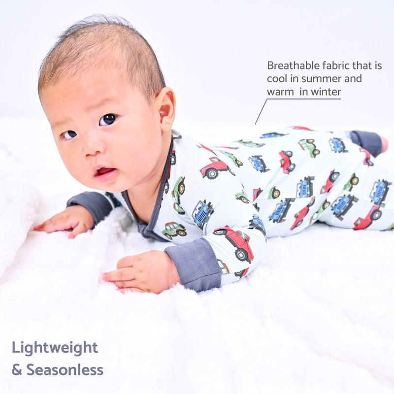 Adventure is calling Baby Bamboo Pajamas, 2-Way Zipper Romper
