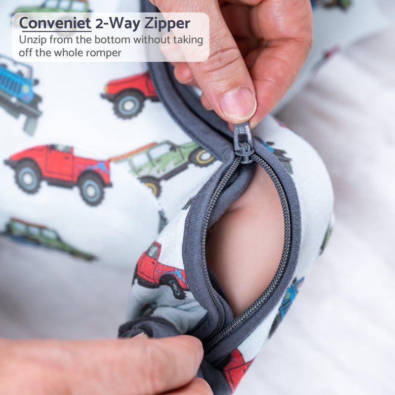Adventure is calling Baby Bamboo Pajamas, 2-Way Zipper Romper