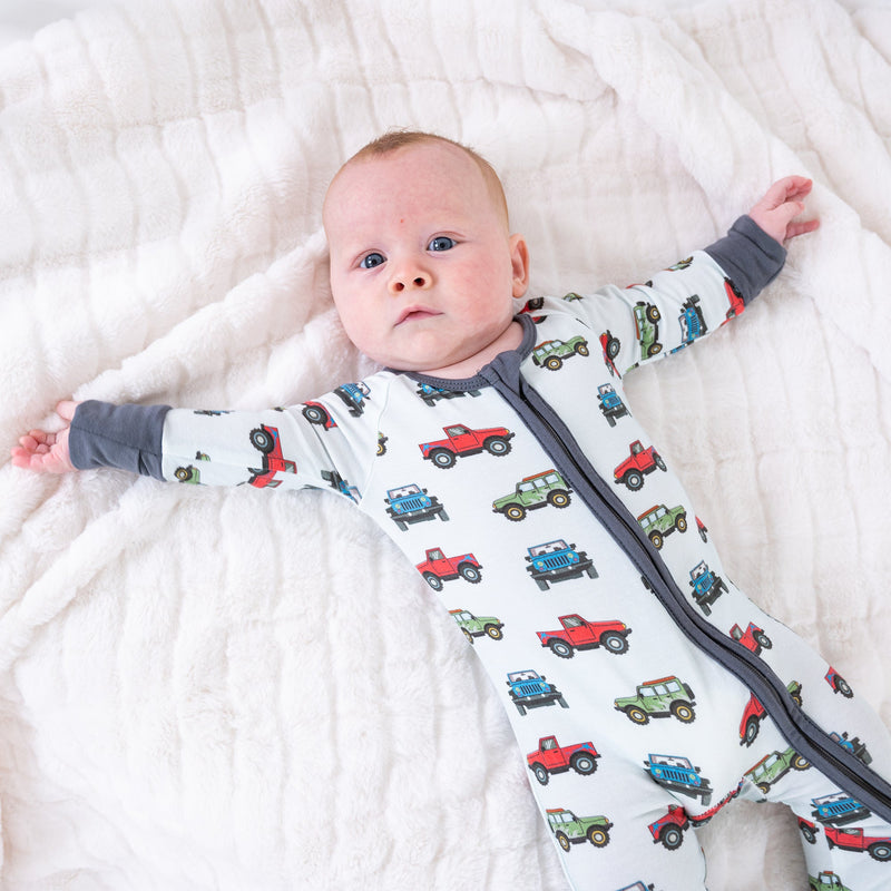 Adventure is calling Baby Bamboo Pajamas, 2-Way Zipper Romper