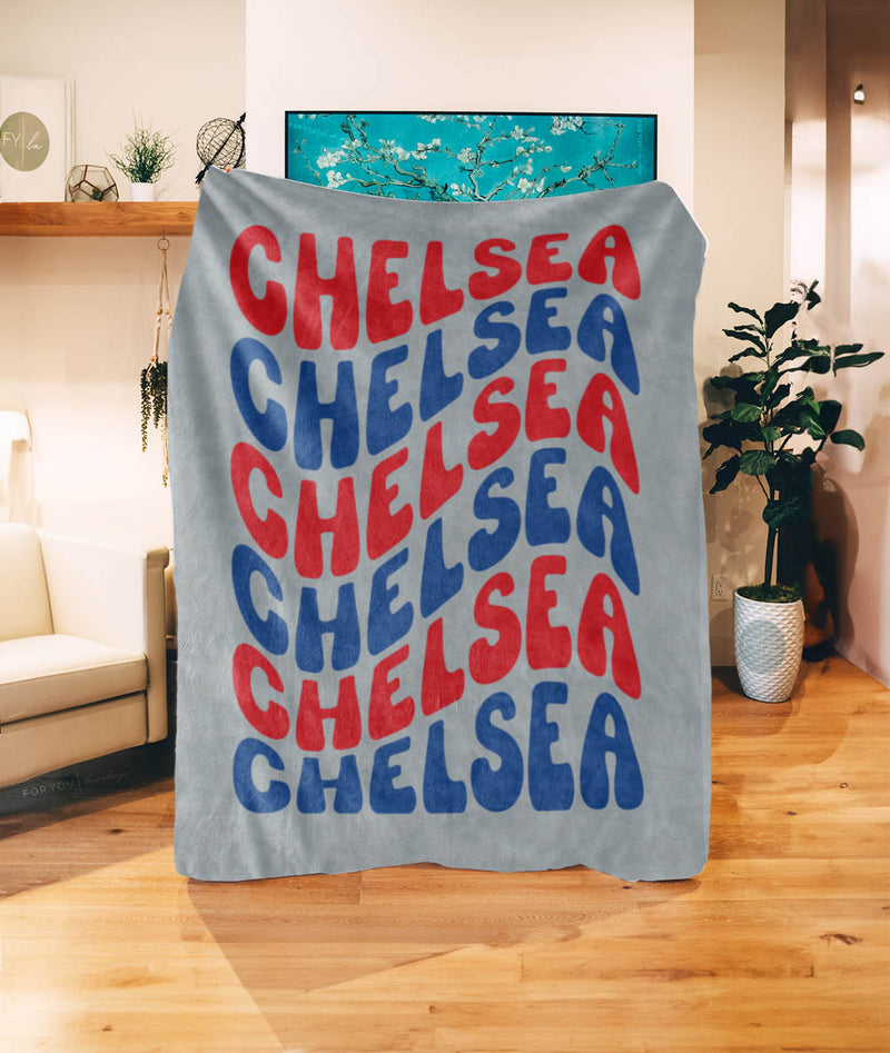 Retro Wavy Repeating Name - Personalized Blanket