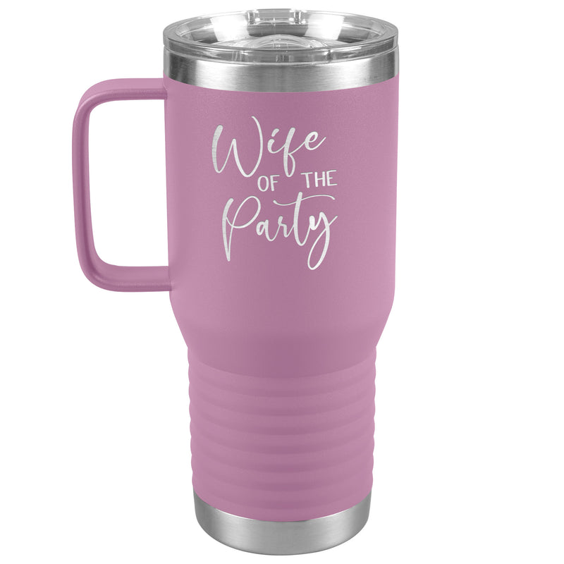 Wife of the Party - Newlywed - Fun Tumbler - Bride - lots of colors 20 oz with handle