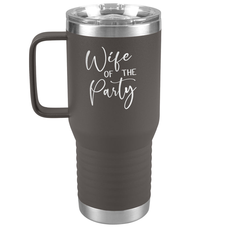 Wife of the Party - Newlywed - Fun Tumbler - Bride - lots of colors 20 oz with handle