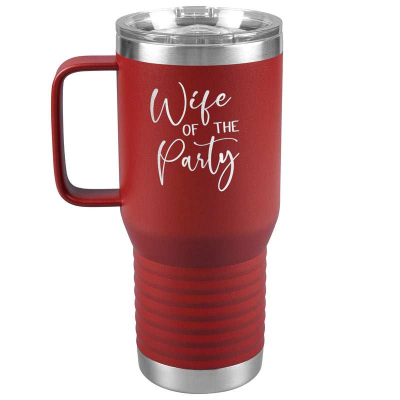 Wife of the Party - Newlywed - Fun Tumbler - Bride - lots of colors 20 oz with handle