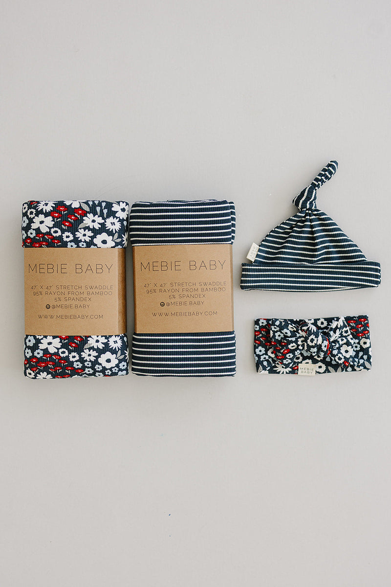 Americana Floral Ribbed Bamboo Head Wrap