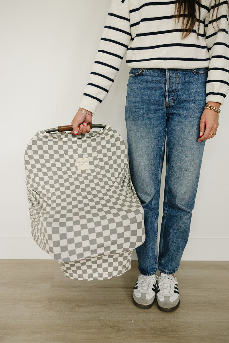 Light Green Checkered Bamboo Multi-Use Cover