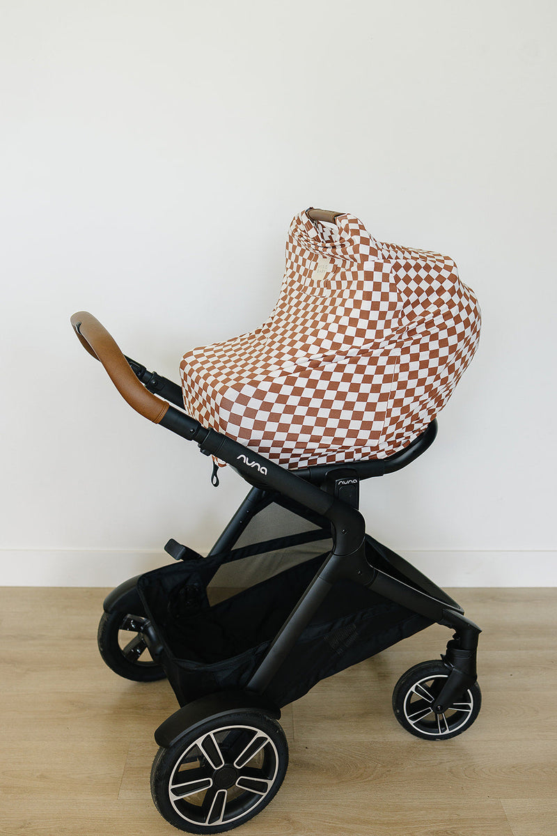Rust Checkered Ribbed Bamboo Multi-Use Cover