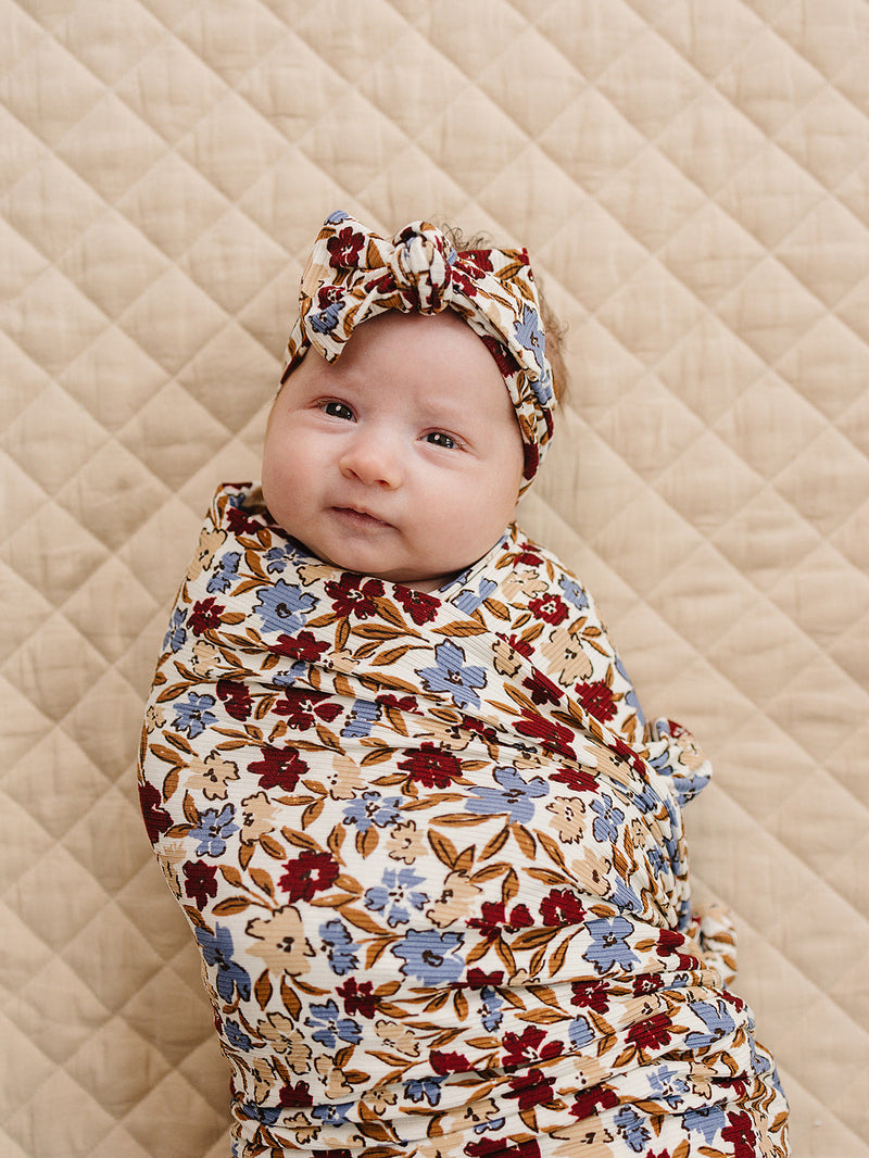 Desert Floral Ribbed Bamboo Head Wrap