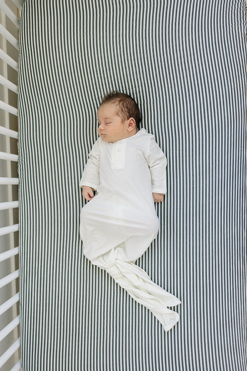 Green Stripes Muslin Crib Sheet