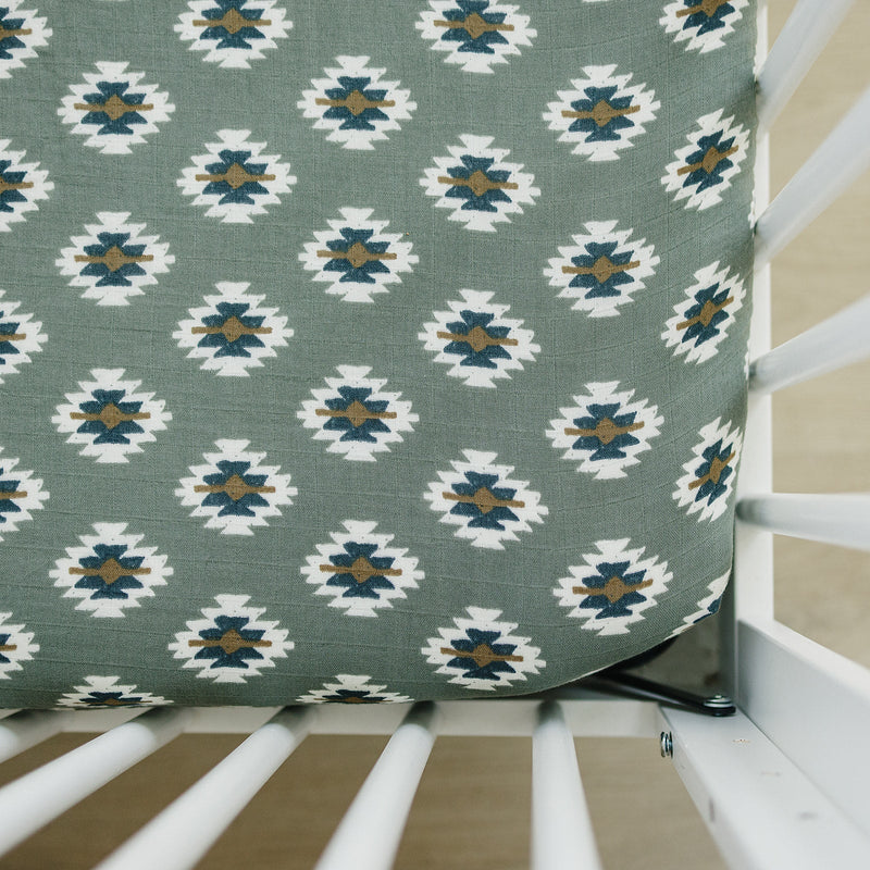 Southwest Aztec Muslin Crib Sheet