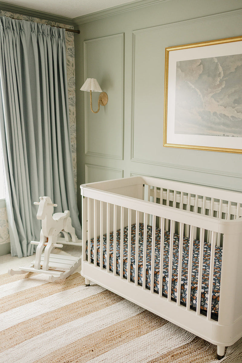 Midnight Floral Muslin Crib Sheet
