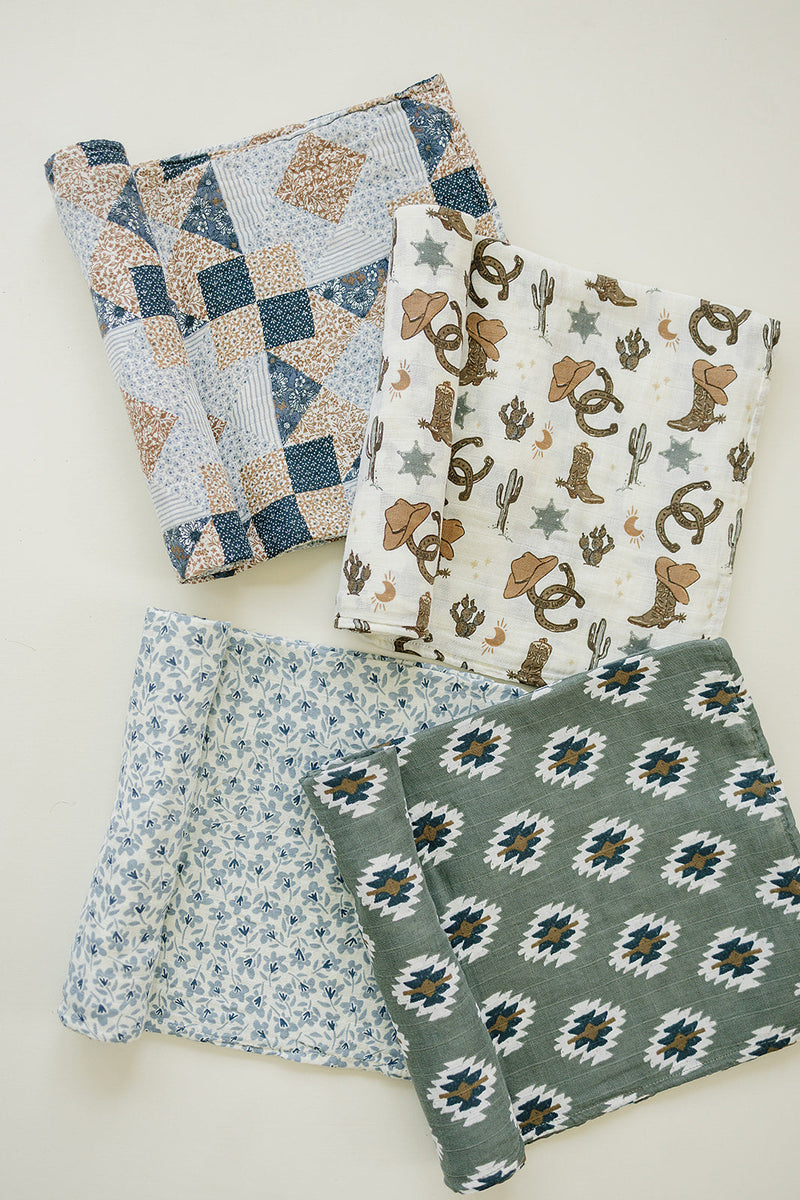 Outlaw Cowboy Muslin Swaddle Blanket