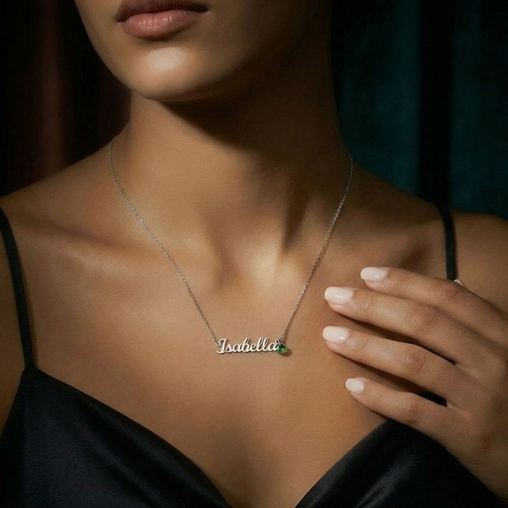 Personalized Birthstone Name Necklace | Custom Gift for Her
