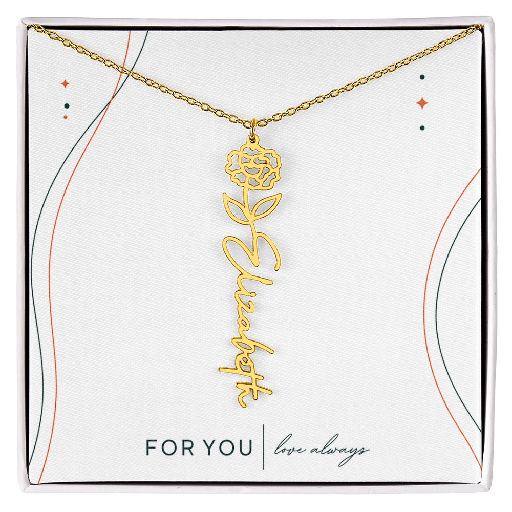 Personalized Birth Flower Name Necklace | No Custom Message Card
