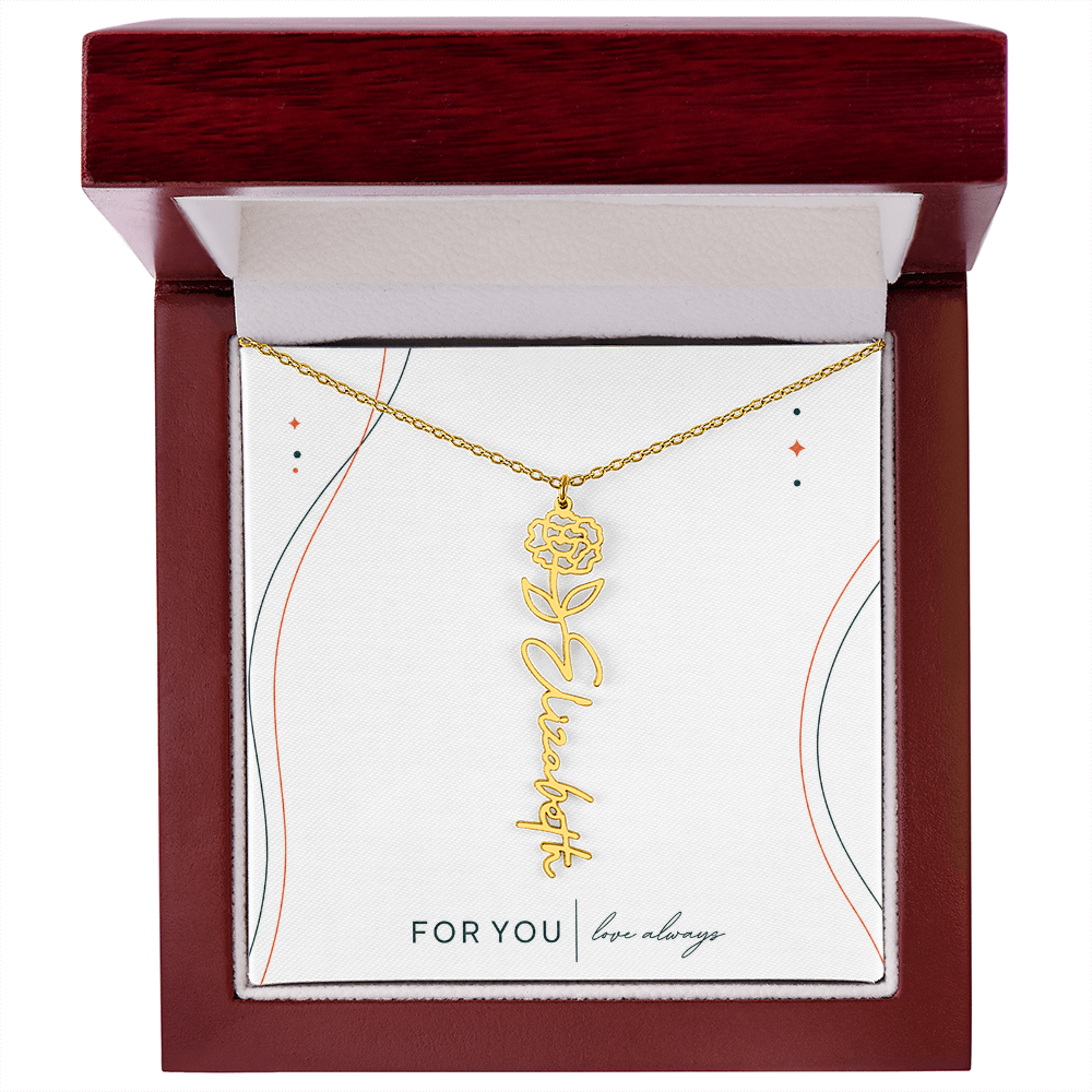 Personalized Birth Flower Name Necklace | No Custom Message Card