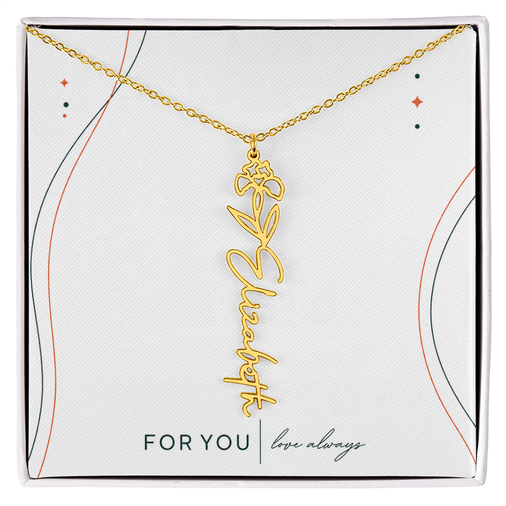 Personalized Birth Flower Name Necklace | No Custom Message Card