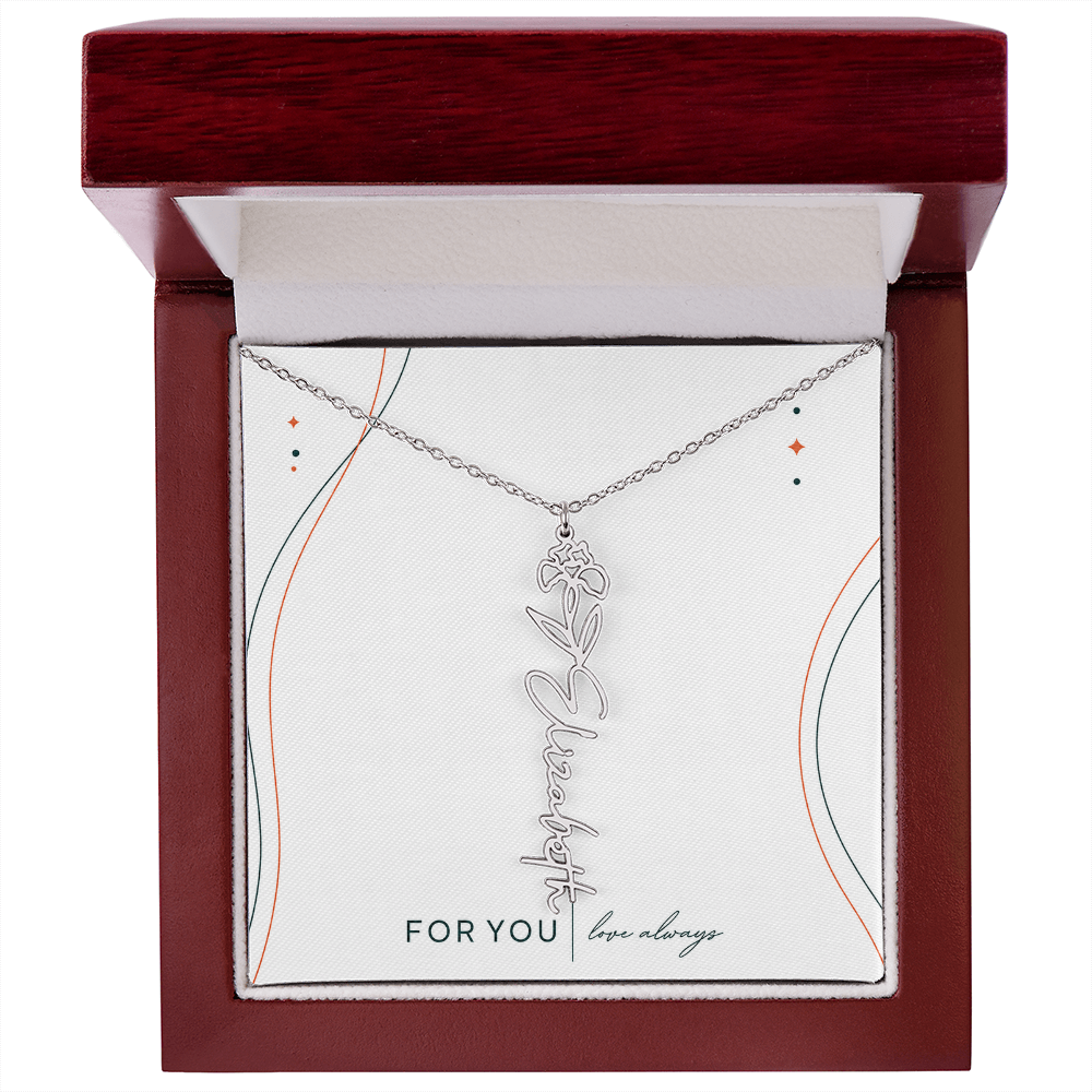 Personalized Birth Flower Name Necklace | No Custom Message Card