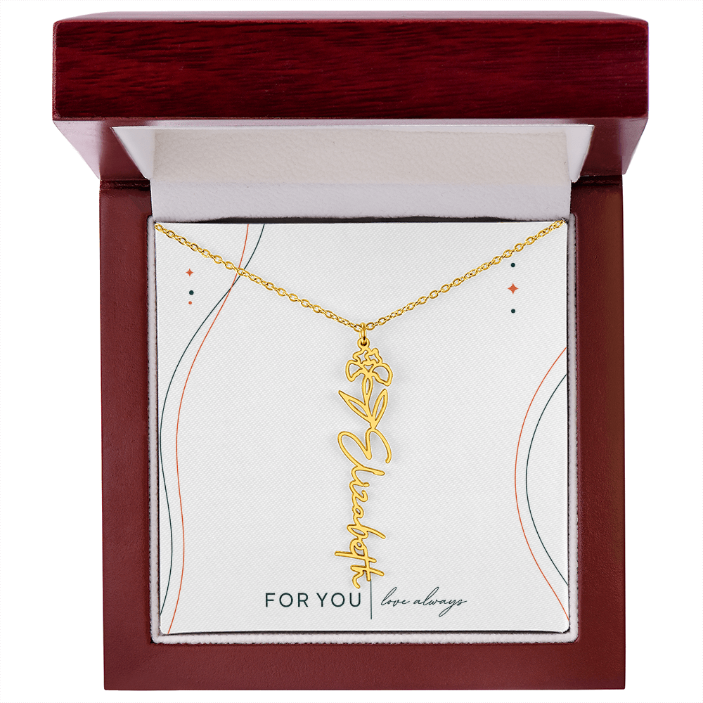 Personalized Birth Flower Name Necklace | No Custom Message Card