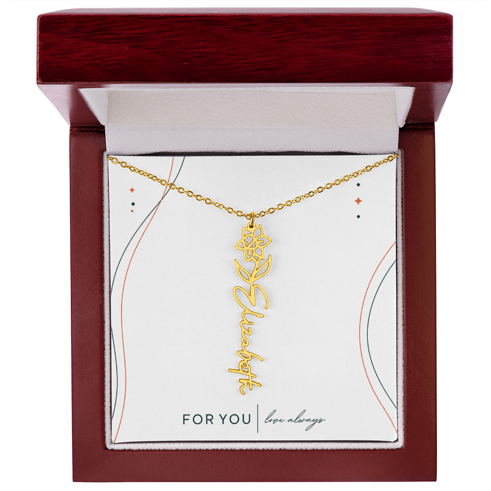 Personalized Birth Flower Name Necklace | No Custom Message Card