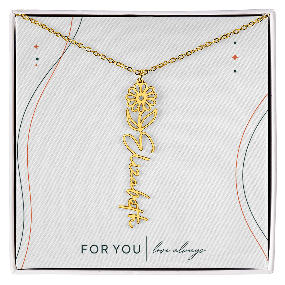 Personalized Birth Flower Name Necklace | No Custom Message Card