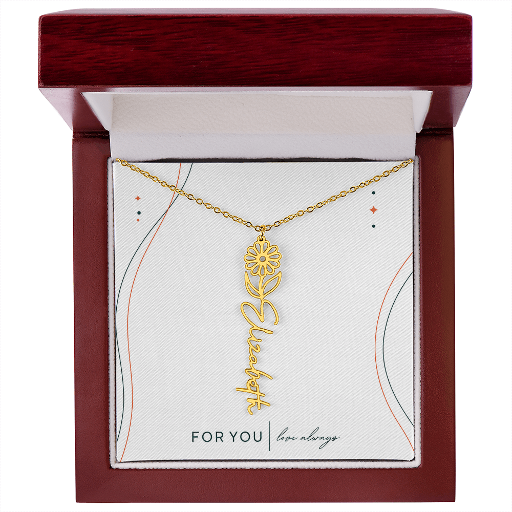 Personalized Birth Flower Name Necklace | No Custom Message Card