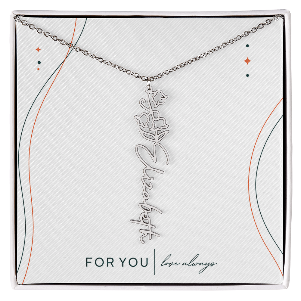 Personalized Birth Flower Name Necklace | No Custom Message Card
