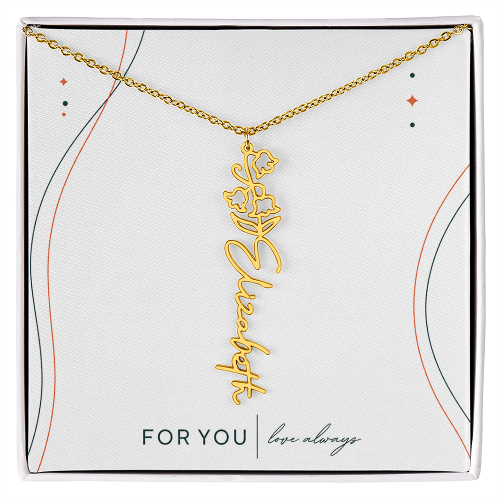 Personalized Birth Flower Name Necklace | No Custom Message Card