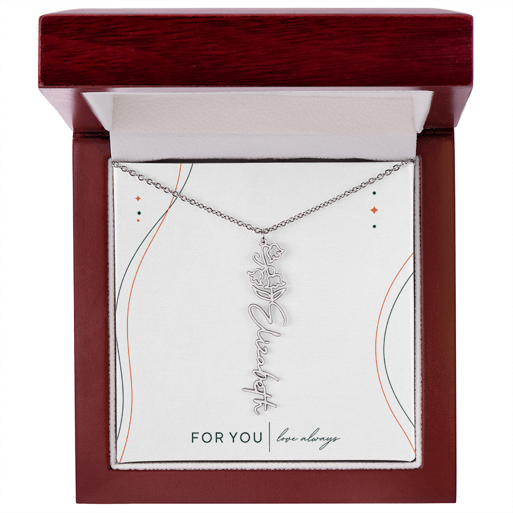 Personalized Birth Flower Name Necklace | No Custom Message Card