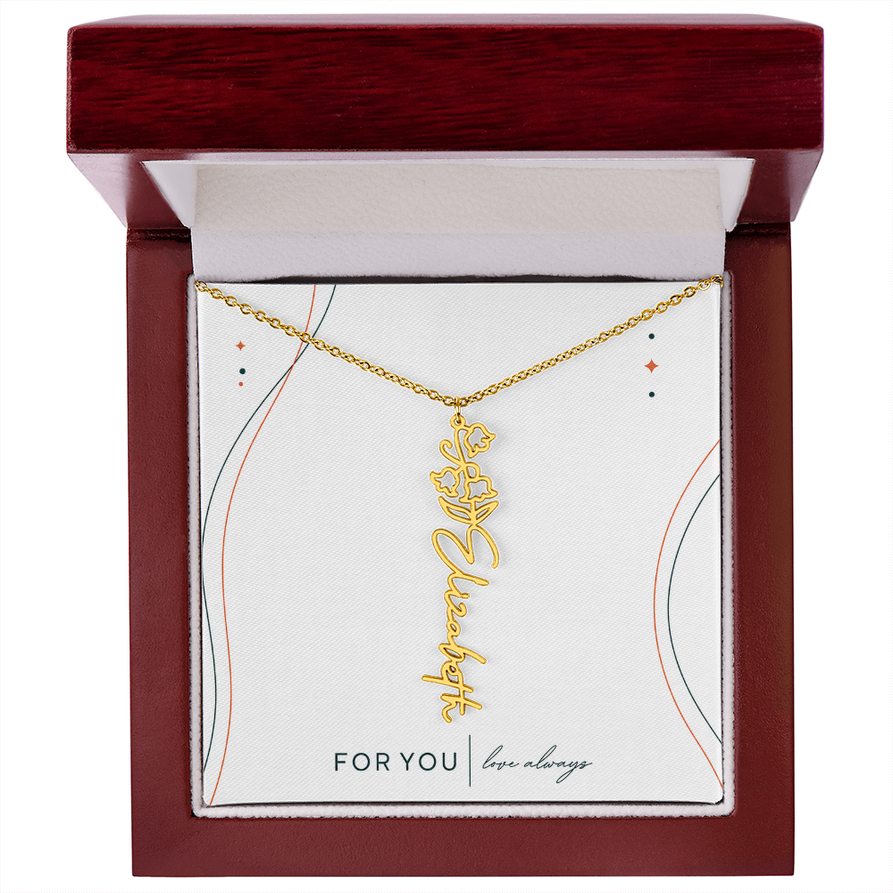 Personalized Birth Flower Name Necklace | No Custom Message Card