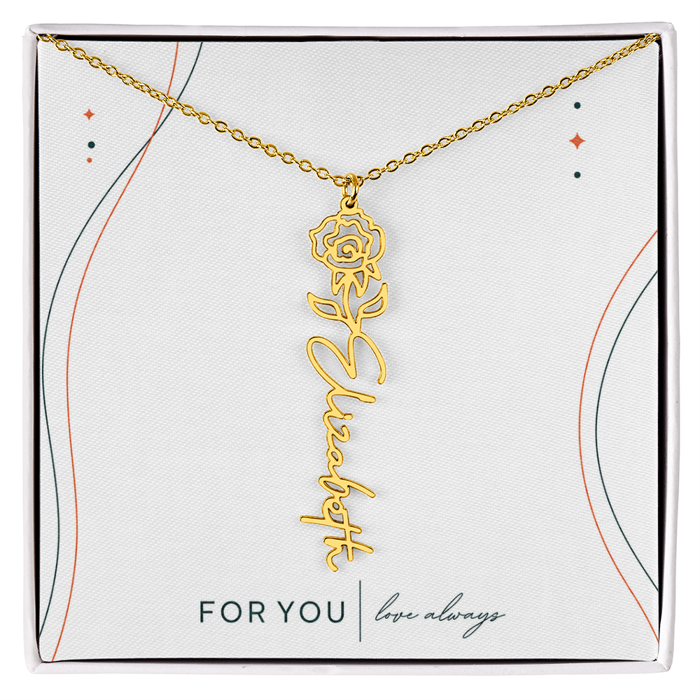 Personalized Birth Flower Name Necklace | No Custom Message Card