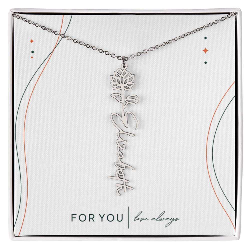 Personalized Birth Flower Name Necklace | No Custom Message Card