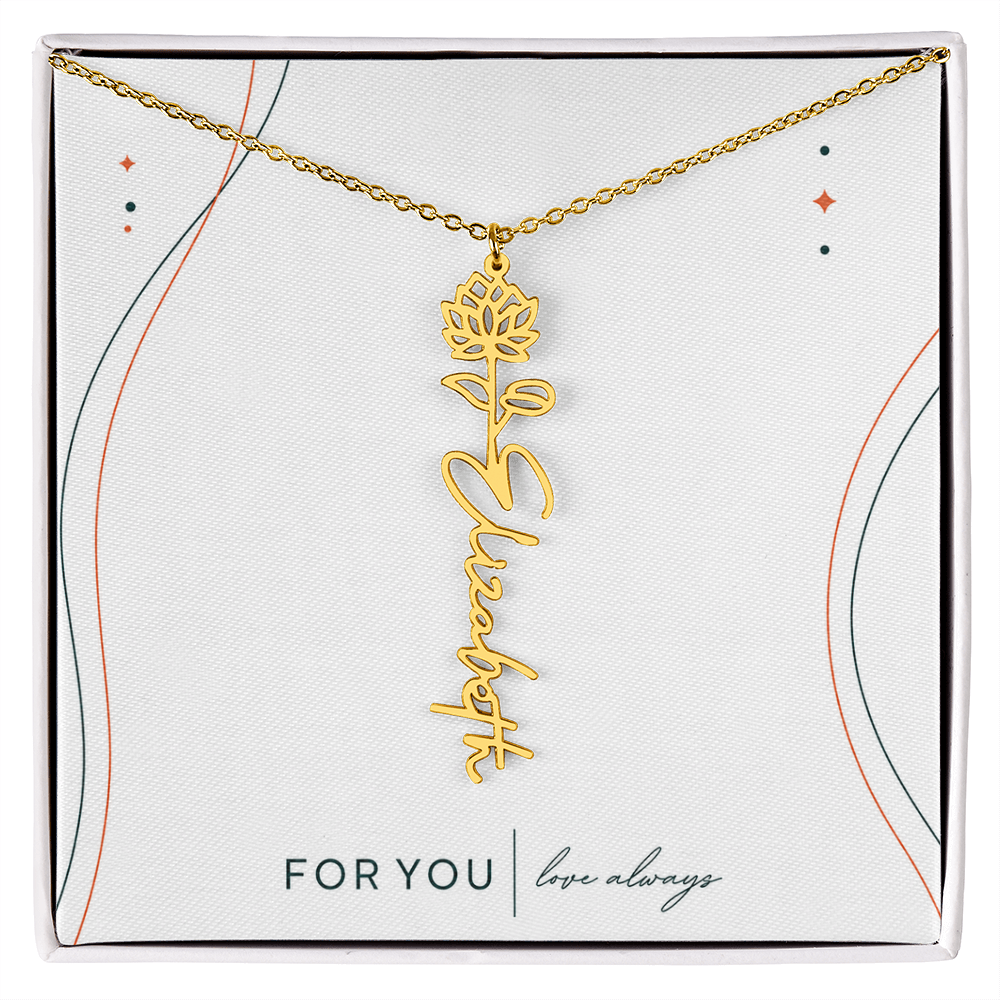 Personalized Birth Flower Name Necklace | No Custom Message Card
