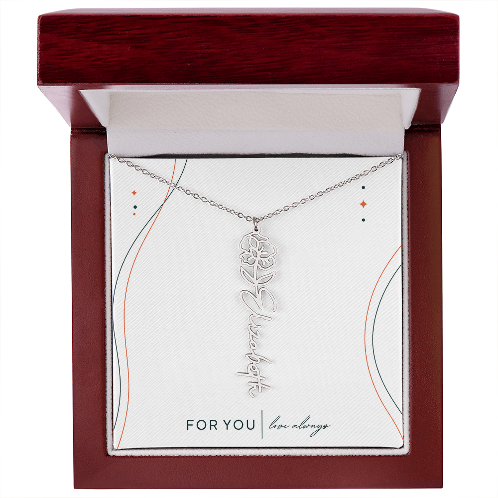 Personalized Birth Flower Name Necklace | No Custom Message Card