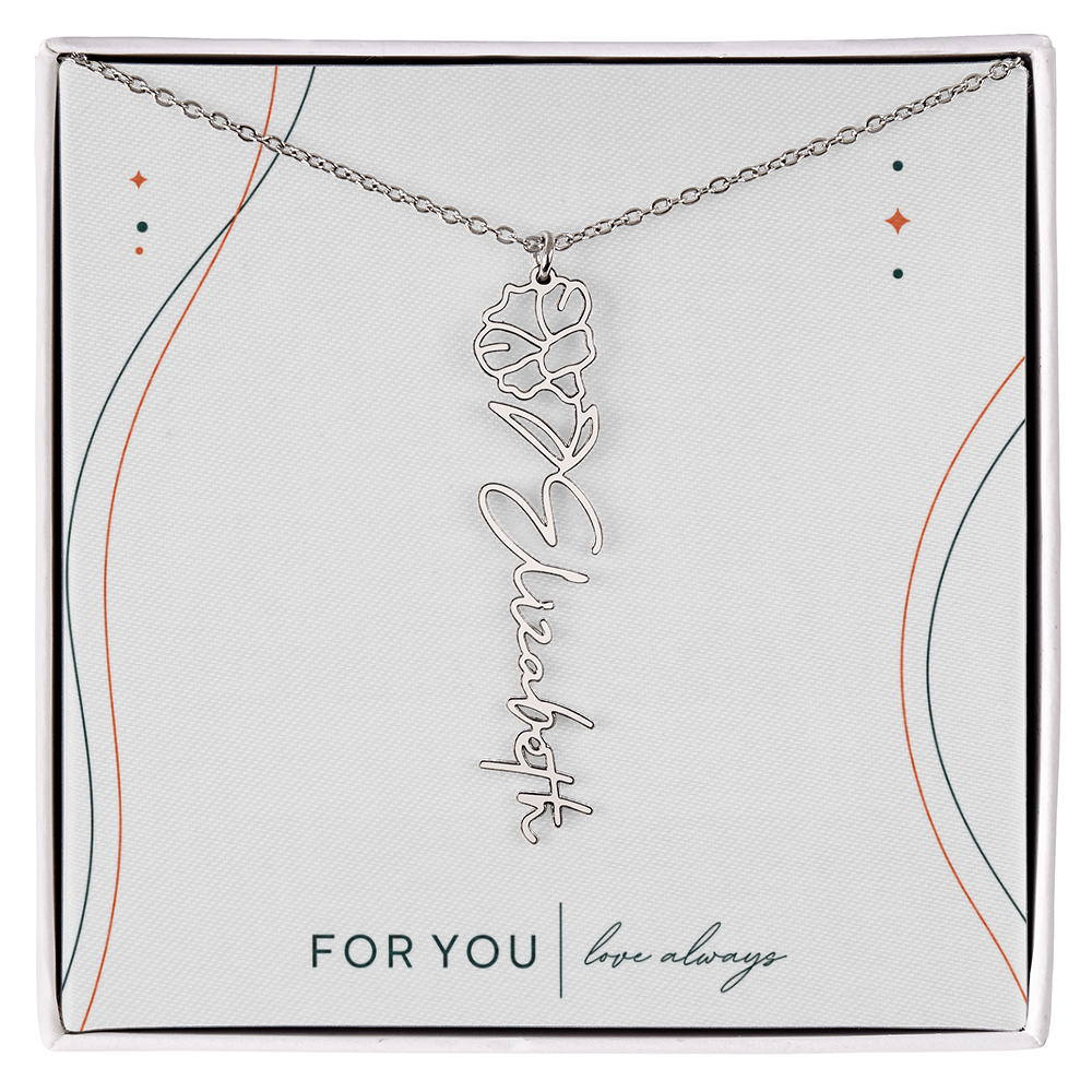 Personalized Birth Flower Name Necklace | No Custom Message Card